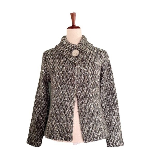 Tweeds Y2K Retro Cardigan Chunky Knit Oversized Button Marled Olive Size Small - Picture 7 of 7